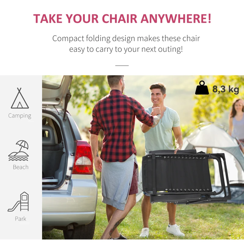 Outsunny Reclining Zero Gravity Chair with Adjustable Backrest, Folding Garden Sun Lounger, Outdoor Recliner with Removable Cushion and Headrest, Wine Red