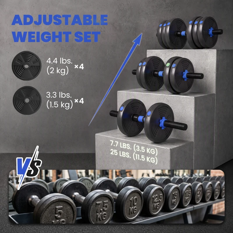 Soozier Adjustable Dumbbell Set, 4 in 1 Weights Dumbbells Set for Home Gym, 33lb Free Weights with Connector and Non-Slip Grip