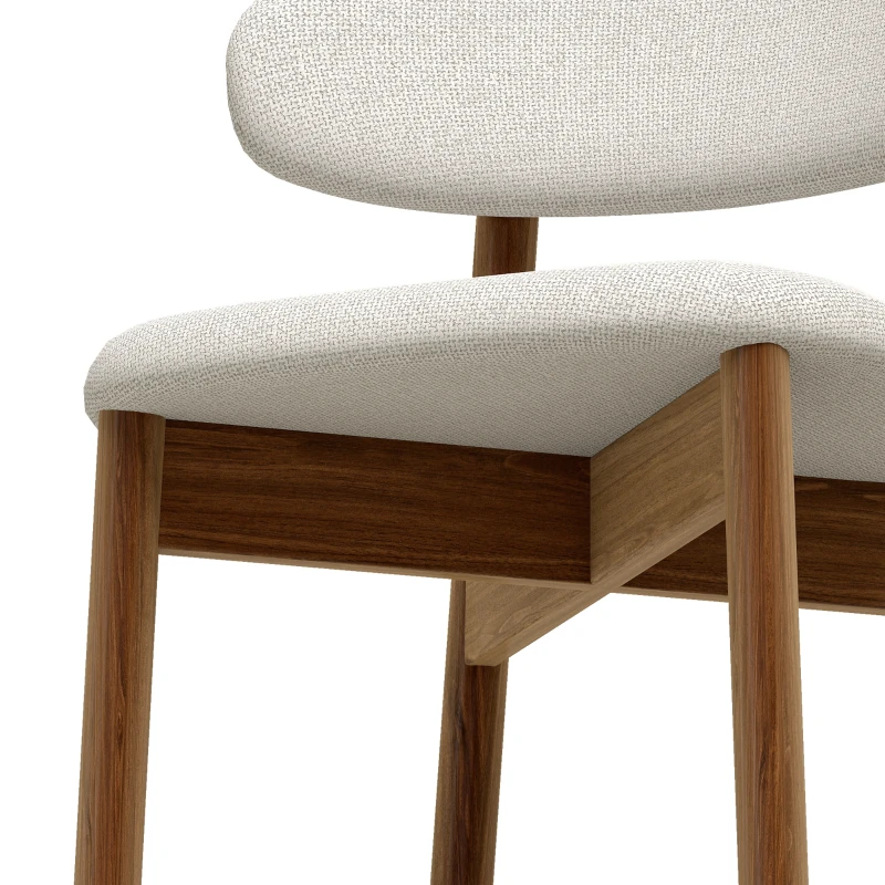 HOMCOM Bar Stools Mid-Century Curved Back Counter Height Stools Set of 2, Cream White