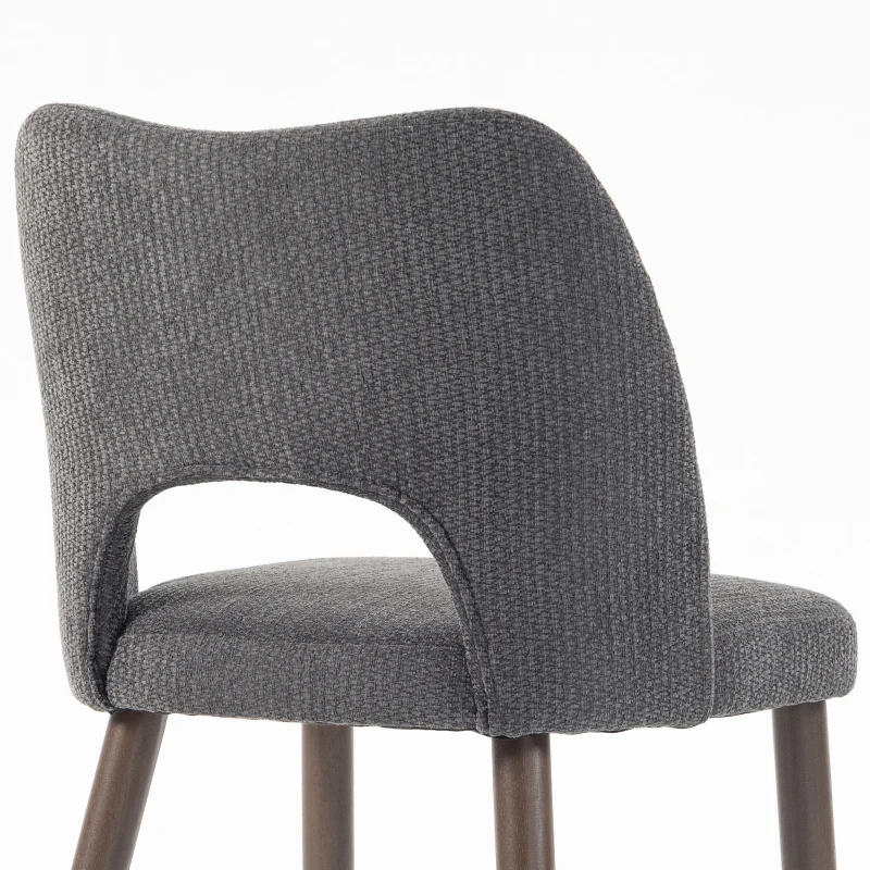 HOMCOM Dining Chairs Set Upholstered Kitchen Chenille Tool Free Assembly Rubberwood Legs, Dark Grey