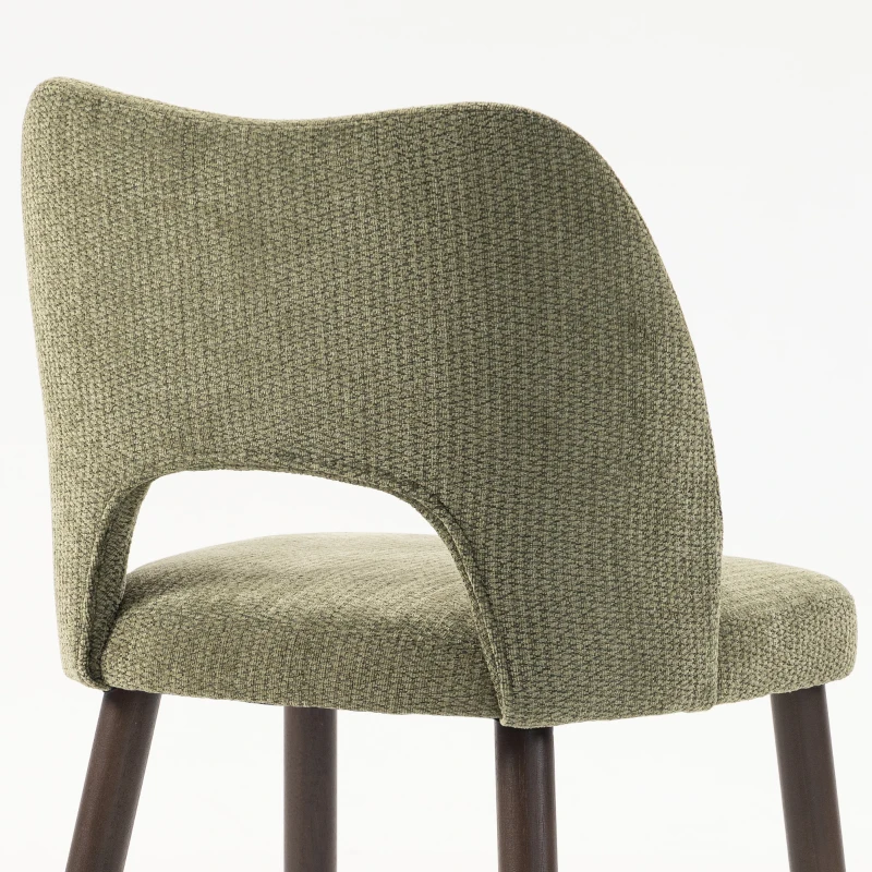 HOMCOM Dining Chairs Set Upholstered Kitchen Chenille Tool Free Assembly Rubberwood Legs, Green