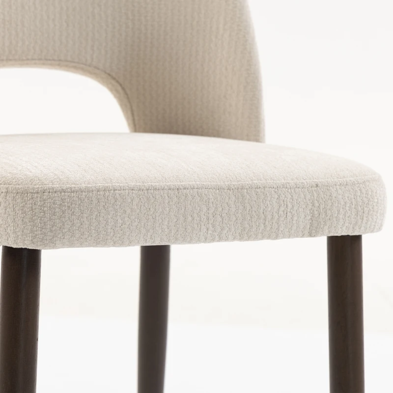 HOMCOM Dining Chairs Set Upholstered Kitchen Chenille Tool Free Assembly Rubberwood Legs, Cream White