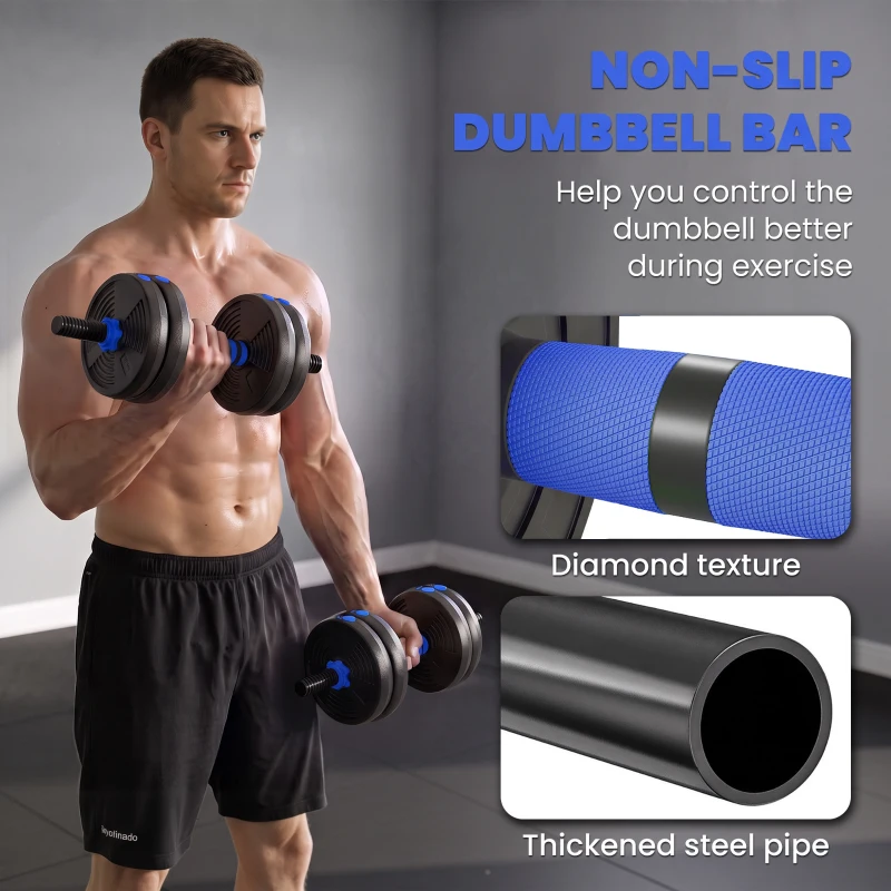 Soozier Adjustable Dumbbell Set, 4 in 1 Weights Dumbbells Set for Home Gym, 33lb Free Weights with Connector and Non-Slip Grip