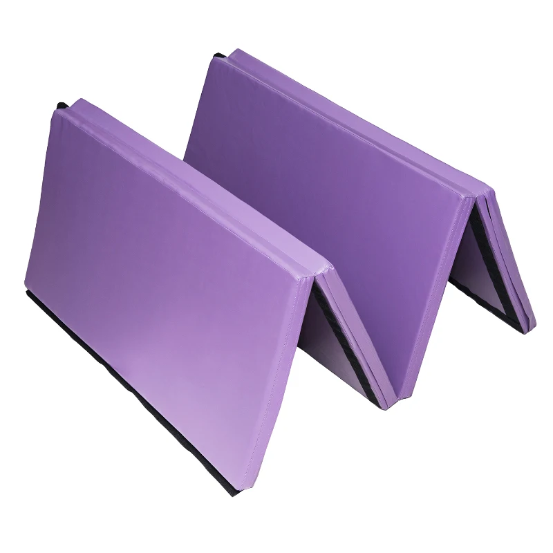 Soozier 4'x8'x2' Folding Gymnastics Tumbling Mat, Exercise Mat with Carrying Handles for Yoga, MMA, Martial Arts, Purple