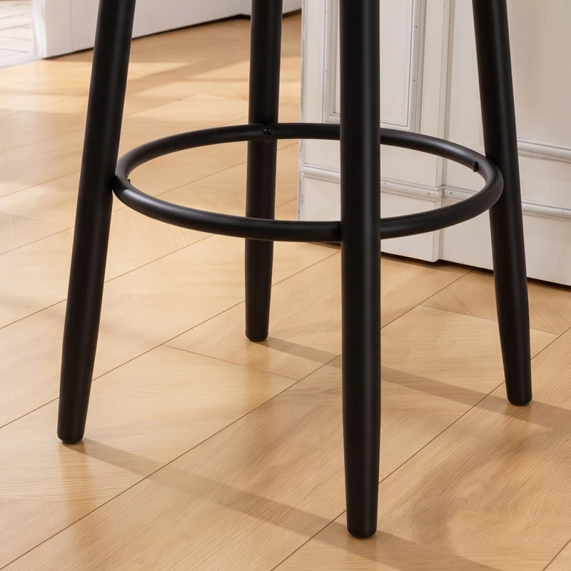 HOMCOM Extra Tall Bar Stools Set of 2, Modern 360° Swivel Barstools, Dining Room Chairs with Steel Legs Footrest, Cream White
