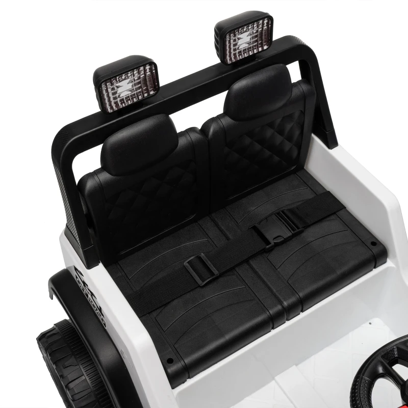 Qaba 12V Ride on Truck Car with Remote, Soft Start, 4-Wheel Suspension, Safety Belt, Lights, USB Music for Ages 2-4, White