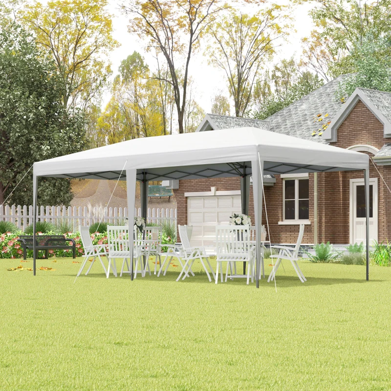 Outsunny 10' x 20' Pop Up Canopy Tent, Heavy Duty Tents for Parties, Outdoor Instant Gazebo Sun Shade Shelter with Carry Bag, for Catering, Events, Wedding, Backyard BBQ, White