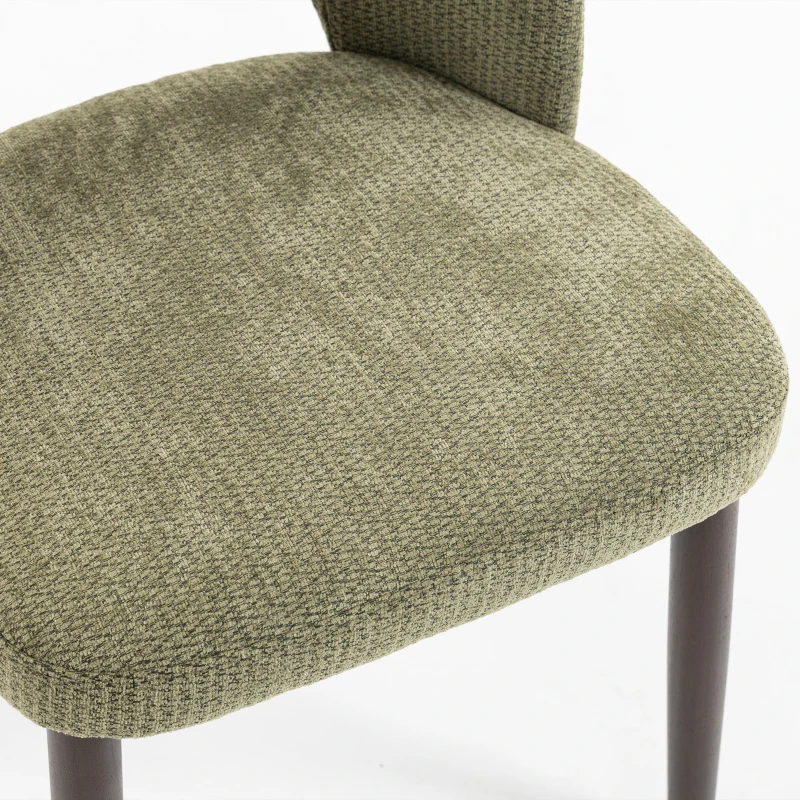 HOMCOM Dining Chairs Set Upholstered Kitchen Chenille Tool Free Assembly Rubberwood Legs, Green
