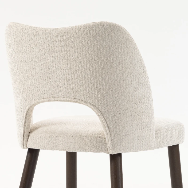 HOMCOM Dining Chairs Set Upholstered Kitchen Chenille Tool Free Assembly Rubberwood Legs, Cream White