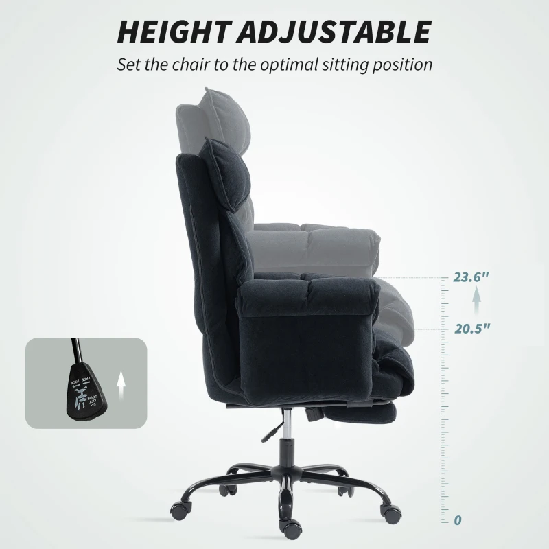 HOMCOM Executive Office Chair, Reclining Computer Chair with Footrest, High Back, Headrest, Adjustable Height, Black