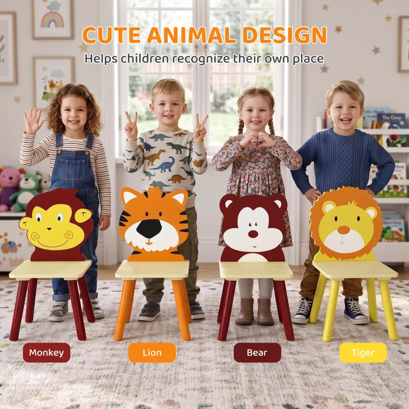Qaba Kids Table and 4 Chairs Set for Art, Craft, Drawing and Snack Time, Playroom, Classroom, Nursery, Boys Girls 3-8, Yellow
