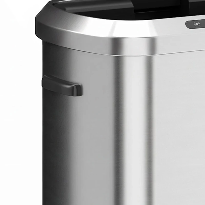 HOMCOM Automatic Trash Can, 13.2Gal / 50L Touchless Garbage Can with Soft-Close Lid, Stay Open, Stainless Steel, Silver