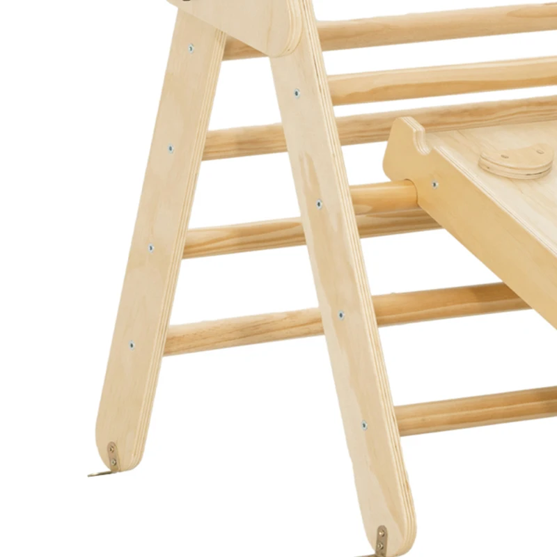 Qaba Pikler Triangle Set, 3 in 1 Climbing Toys with Ramp for Toddlers, Nature Wood