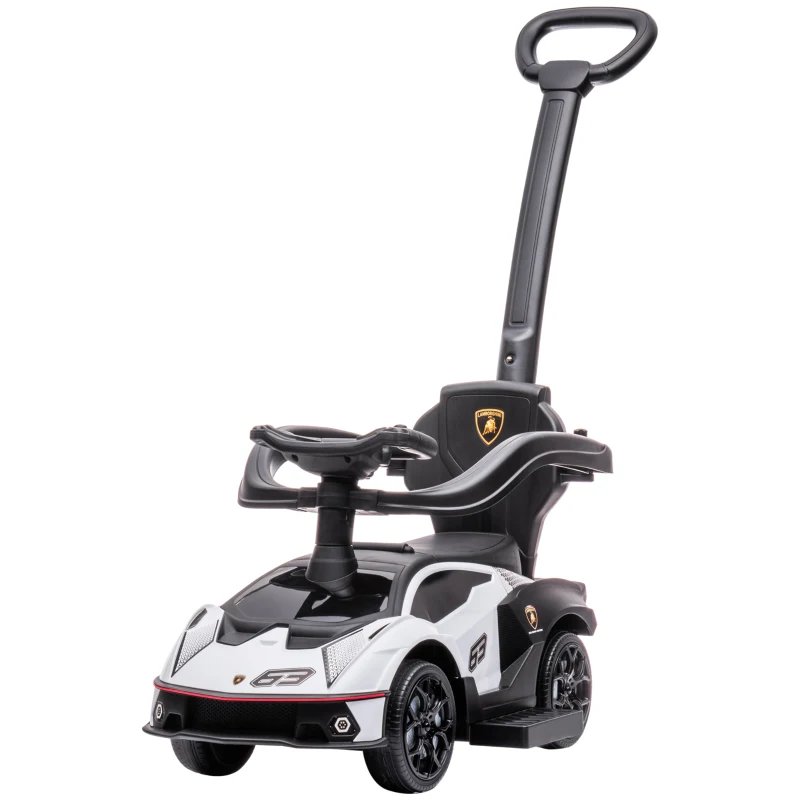 Aosom 3 in 1 Ride on Push Car for Toddlers, Licensed Kids Sliding Car with Safety Protection Footrest Horn, White