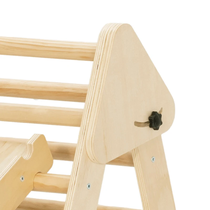 Qaba Pikler Triangle Set, 3 in 1 Climbing Toys with Ramp for Toddlers, Nature Wood