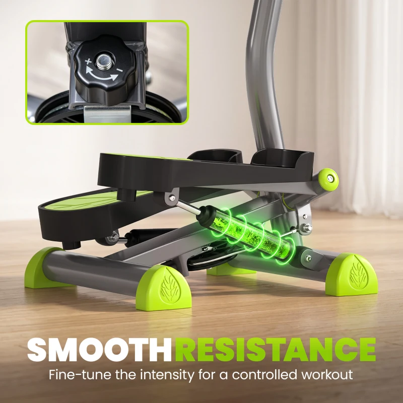 Soozier Twist Stepper Exercise Machine with Adjustable Resistance, LCD Screen - Grey & Green
