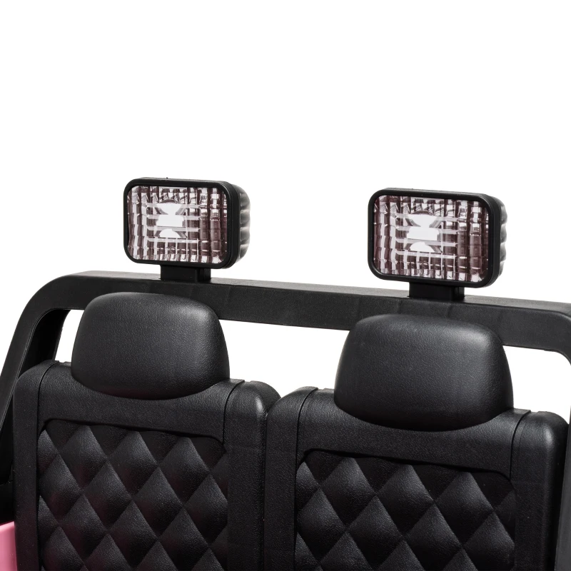 Qaba 12V Ride on Truck Car with Remote, Soft Start, 4-Wheel Suspension, Safety Belt, Lights, USB Music for Ages 2-4, Pink
