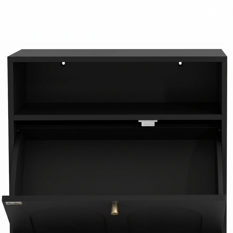 PawHut Dog Feeding Station, Dog Food Storage Cabinet with 2 Elevated Bowls, Tilt-Out Cabinet and Storage Shelf, Black