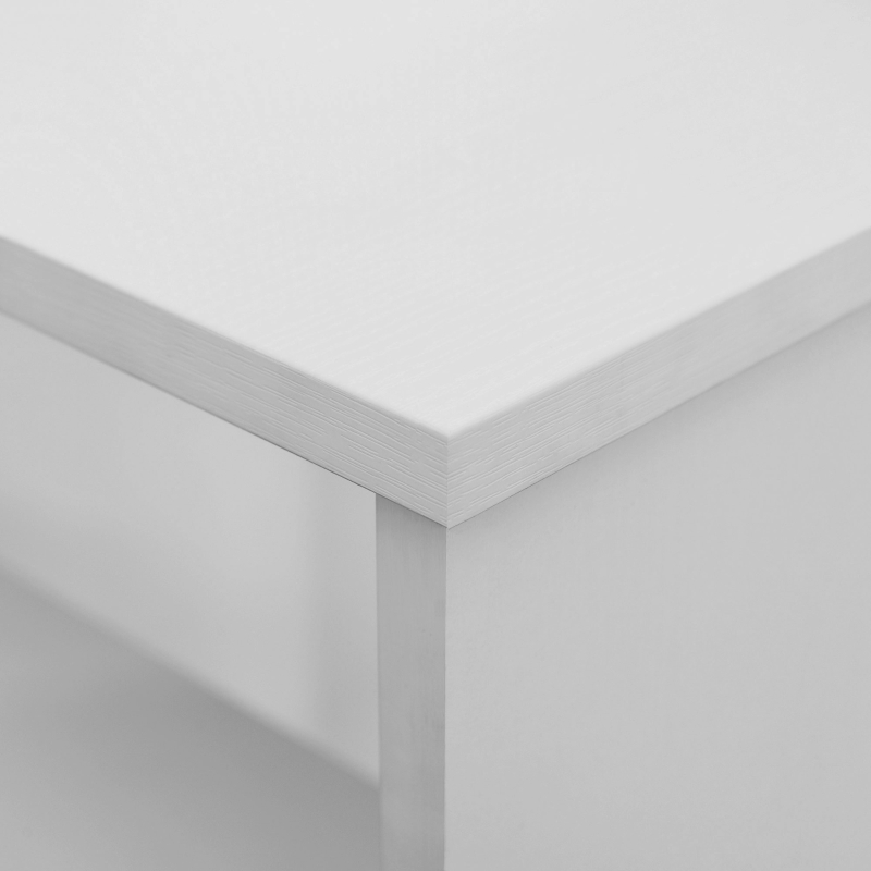 HOMCOM 47" L Shaped Desk, 360° Rotating Corner Desk, Reversible Computer Writing Table Workstation with Storage Shelf for Home Office, White