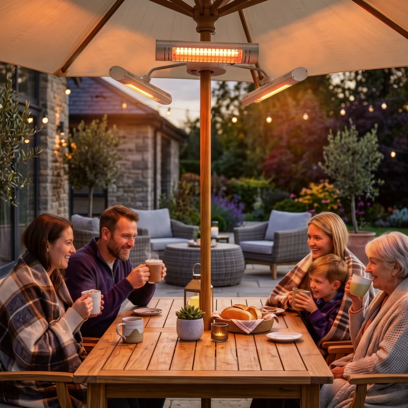 Outsunny Electric Patio Heater with 3 Heating Panels and Ultra-low Glare, Aluminum Alloy Parasol Heater with Infrared Remote Control for Garden Pergola Gazebo Umbrella, Silver