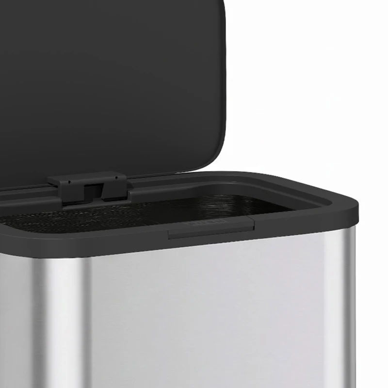 HOMCOM 15.9 Gallon/60 L Garbage Can, Slim Stainless Steel Trash Can with Bag Holder, Soft-Close Lid, Touch-Top Opening, Silver