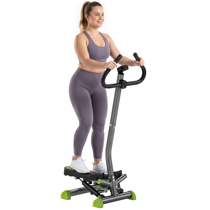 Soozier Twist Stepper Exercise Machine with Adjustable Resistance, LCD Screen - Grey & Green