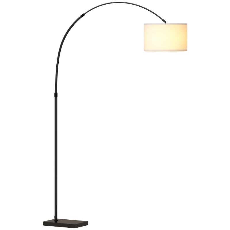 HOMCOM Arc Floor Lamp, Standing Lamp with Adjustable Linen Shade, 90° Tilt and Swivel Shade, Height-Adjustable, Black