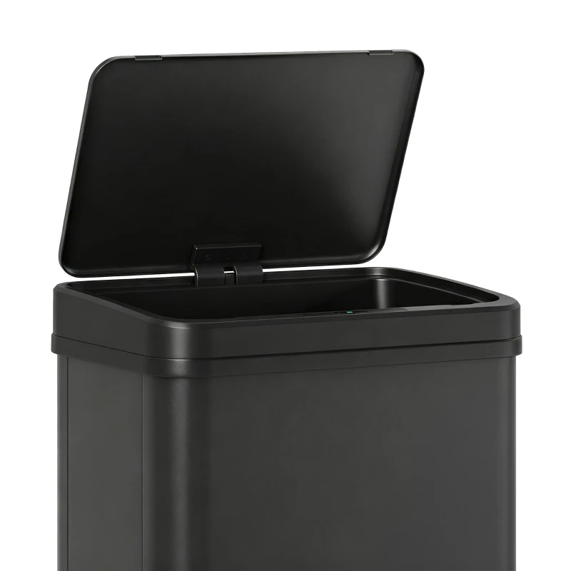 HOMCOM 13.2 Gal (50 L) Automatic Garbage Can w/ Soft-Close Lid, Trash Can with Fingerprint Resistant Stainless Steel, Black