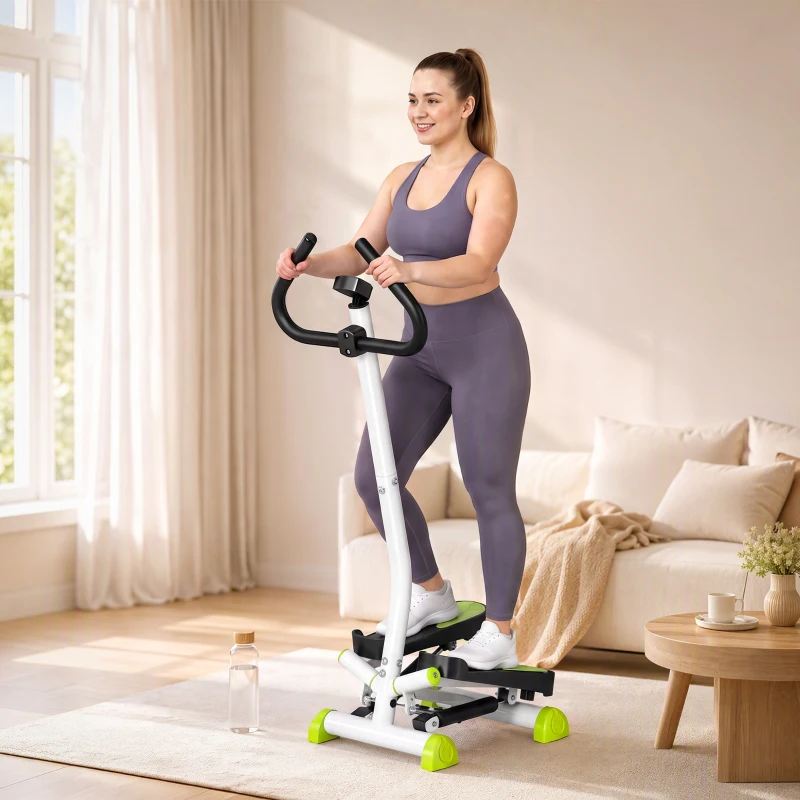 Soozier Twist Stepper Exercise Machine with Adjustable Resistance, LCD Screen - White & Green