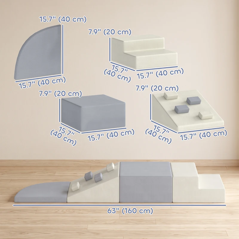 Qaba Soft Play Set, 4-Piece Climbing Blocks for Baby, Indoor Soft Play Toys with PU Leather