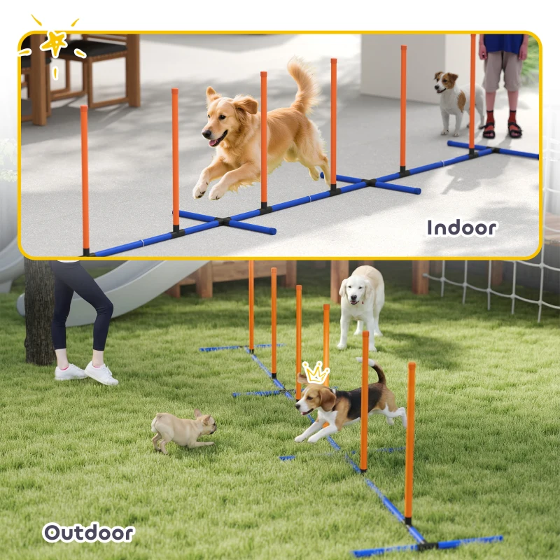 PawHut Dog Agility Training Equipment Adjustable Poles for Dog Agility Course with Carry Bag