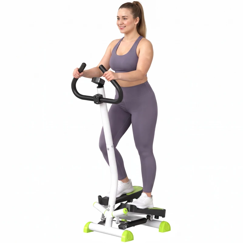 Soozier Twist Stepper Exercise Machine with Adjustable Resistance, LCD Screen - White & Green
