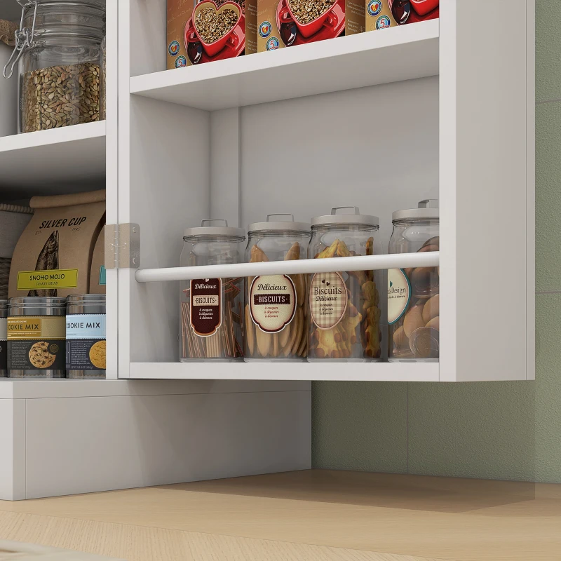 HOMCOM 65" Kitchen Cabinet, Kitchen Pantry Cabinet with 4 Doors and 16 Door Shelves for Dining Room, White