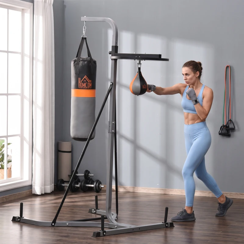 HOMCOM Punching Bag Holder and Speed Ball Exercise Punching Bag Stand with Punching Ball 45.25"L x 61.75"W x 87"H Load 220lb
