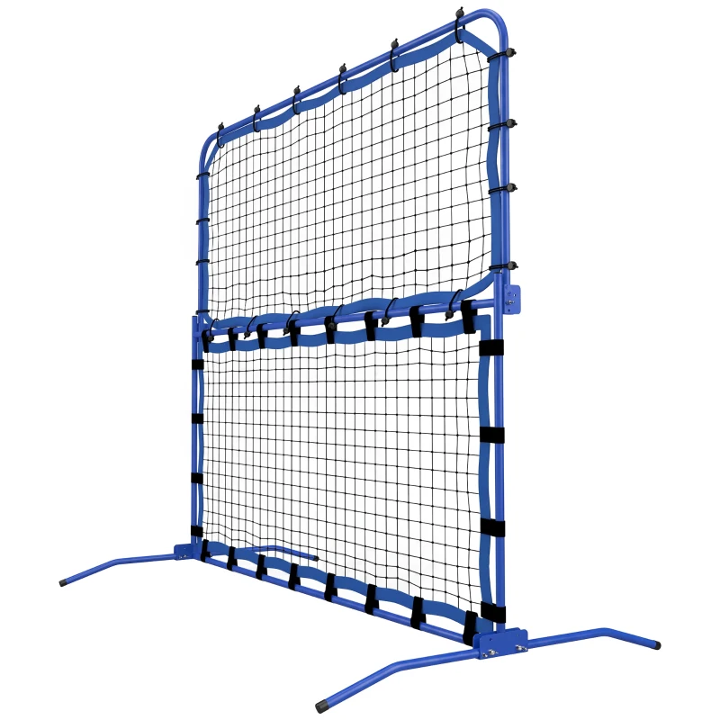 Soozier 3 in 1 Pickleball Net, Foldable Pickle Ball Net with Rebounder, Adjustable Height and Angle, Metal Frame, Blue