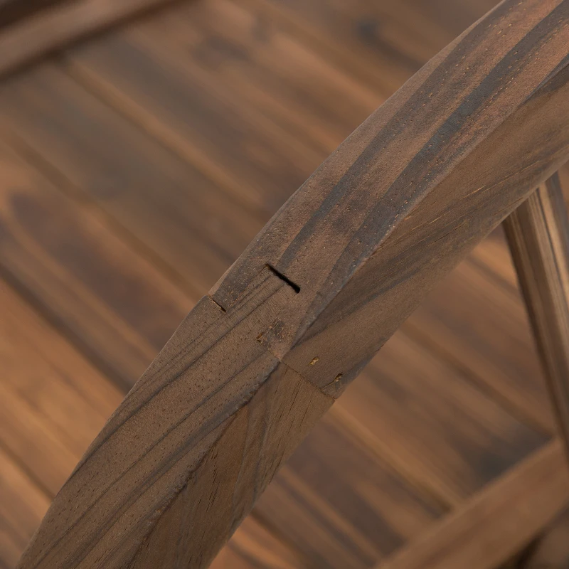 Outsunny 3.3ft Wooden Garden Bridge Arc Footbridge with Half-Wheel Style Railings & Solid Fir Construction, Stained Wood