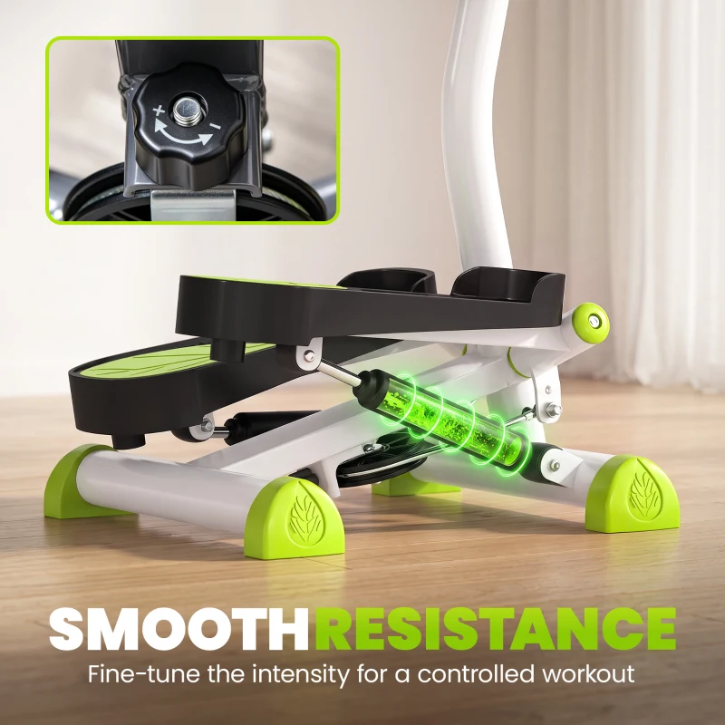 Soozier Twist Stepper Exercise Machine with Adjustable Resistance, LCD Screen - White & Green