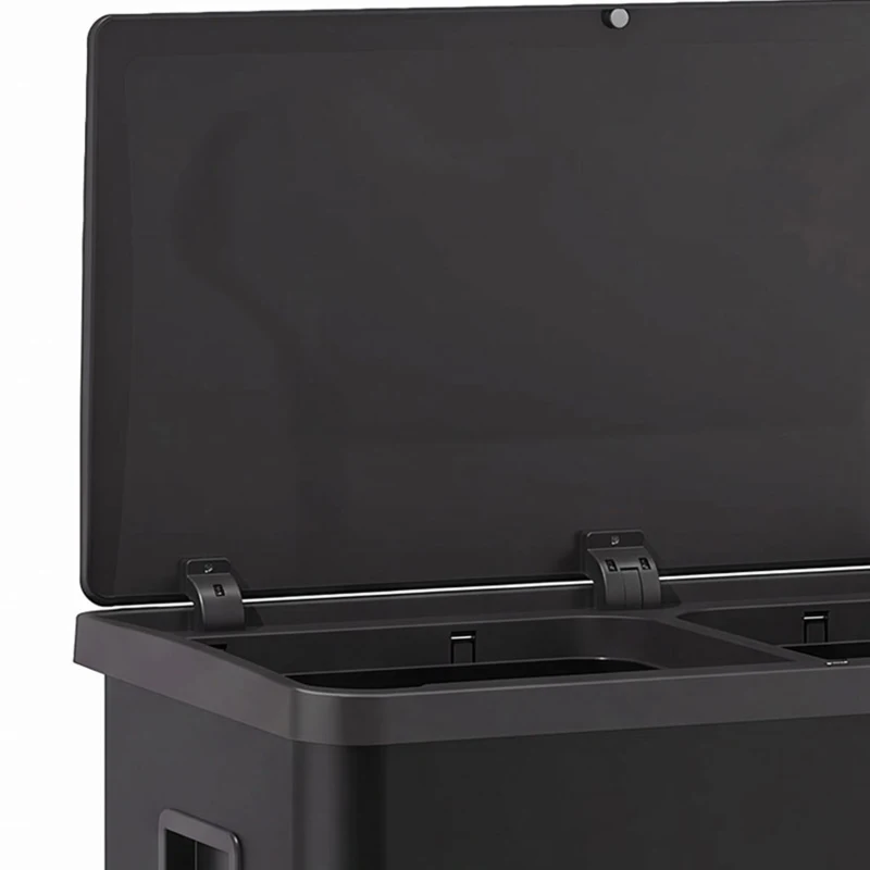HOMCOM Automatic Trash Can, 15.8Gal / 60L Touchless Garbage Can with Dual Compartments, Stainless Steel, Black