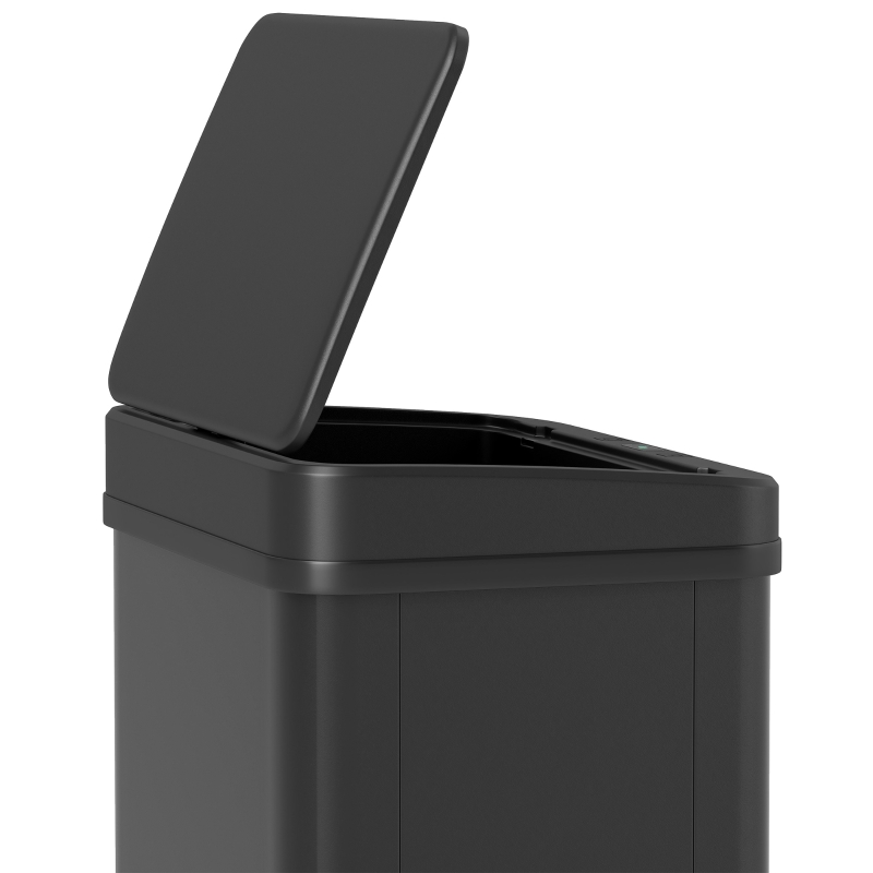 HOMCOM 13.2 Gal (50 L) Automatic Garbage Can w/ Soft-Close Lid, Trash Can with Fingerprint Resistant Stainless Steel, Black