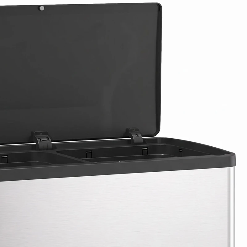 HOMCOM Automatic Trash Can, 15.8Gal / 60L Touchless Garbage Can with Dual Compartments, Stainless Steel, Silver