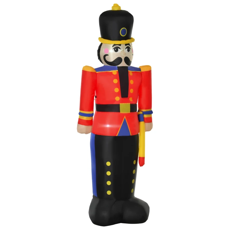 HOMCOM 6 Ft Tall Nutcracker Toy Soldier Outdoor Lighted Airblown Inflatable Christmas Lawn Decoration