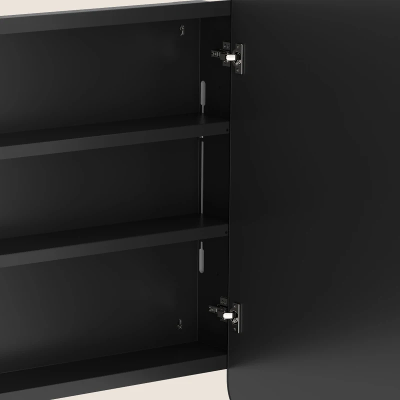 HOMCOM 30 x 24 Inch Bathroom Medicine Cabinet with Mirror, Adjustable Shelves, Wall-Mounted or Recessed, Black