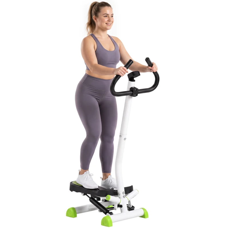 Soozier Twist Stepper Exercise Machine with Adjustable Resistance, LCD Screen - White & Green