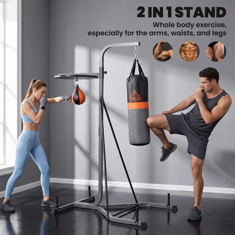 HOMCOM Punching Bag Holder and Speed Ball Exercise Punching Bag Stand with Punching Ball 45.25"L x 61.75"W x 87"H Load 220lb