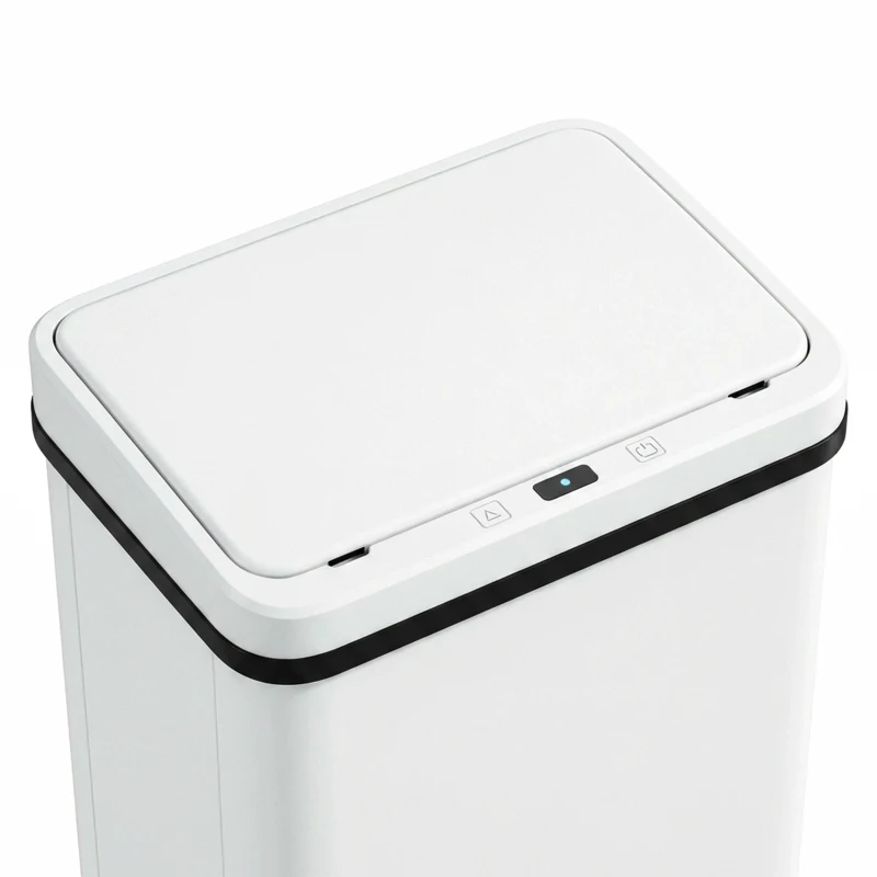 HOMCOM 13.2 Gal (50 L) Automatic Garbage Can w/ Soft-Close Lid, Trash Can with Fingerprint Resistant Stainless Steel, White