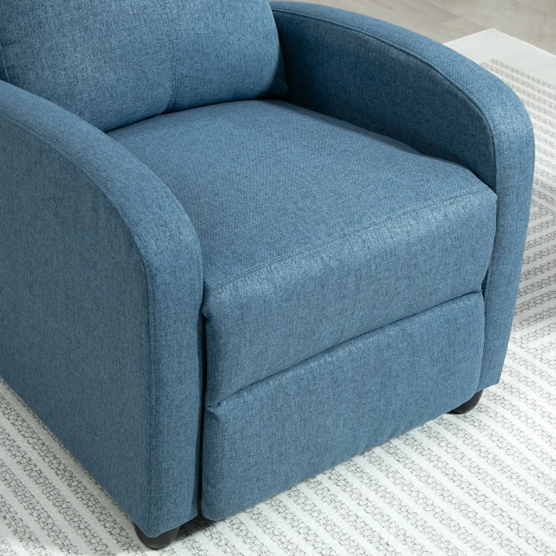 HOMCOM Fabric Recliner Chair Manual Home Theater Seating Single Reclining Sofa Chair with Padded Seat for Living Room, Blue