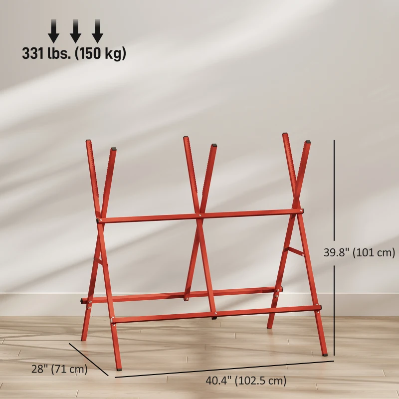 HOMCOM Foldable Saw Horse, Heavy Duty Cutting Stand with Adjustable Height and Width, A-Frame Sawhorse with Locking Buckle