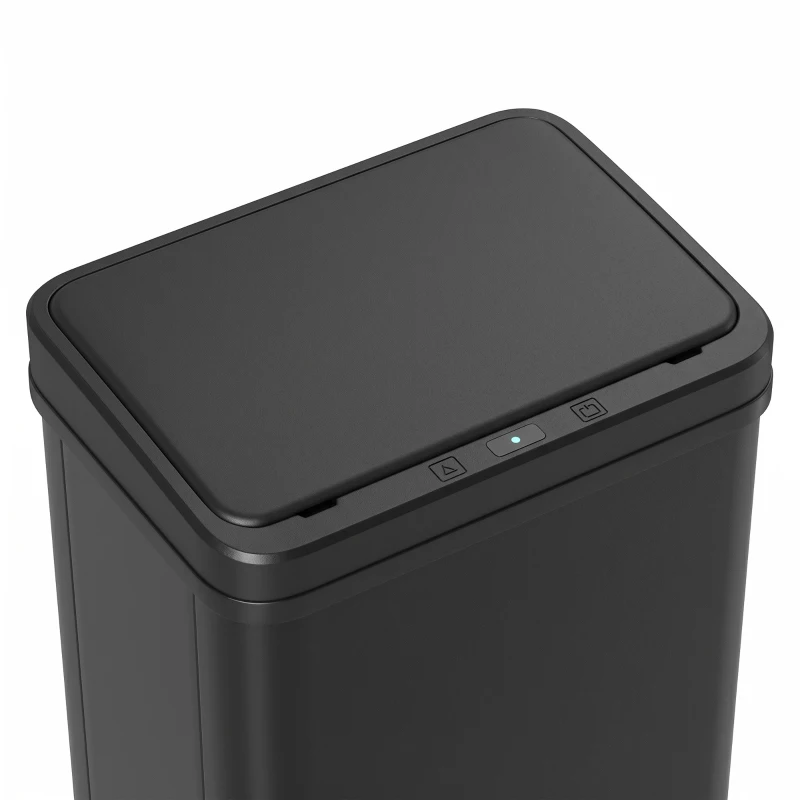 HOMCOM 13.2 Gal (50 L) Automatic Garbage Can w/ Soft-Close Lid, Trash Can with Fingerprint Resistant Stainless Steel, Black