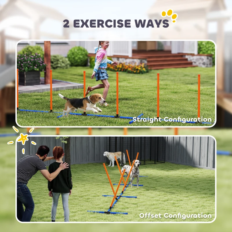 PawHut Dog Agility Training Equipment Adjustable Poles for Dog Agility Course with Carry Bag