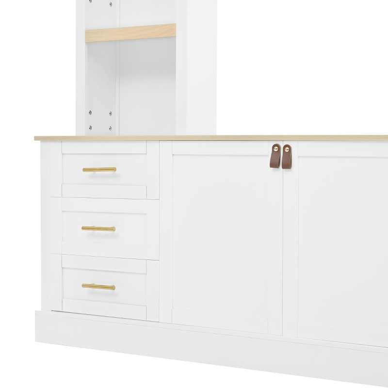 Rustic Farmhouse Entertainment Centre with 6 Storage Drawers, Modern TV Wall Unit with Adjustable Shelves, 98.5'' L x 15.5'' W x 79.5'' H, White
